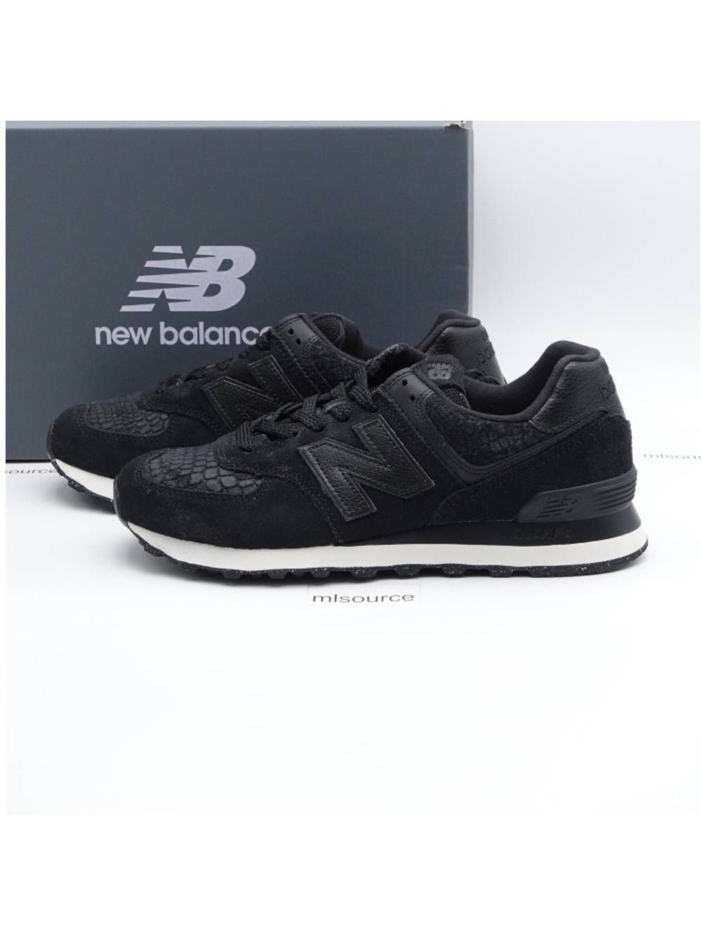 NEW Women's New Balance 574 Croco Embossed Suede Sneakers WL574PSS Black